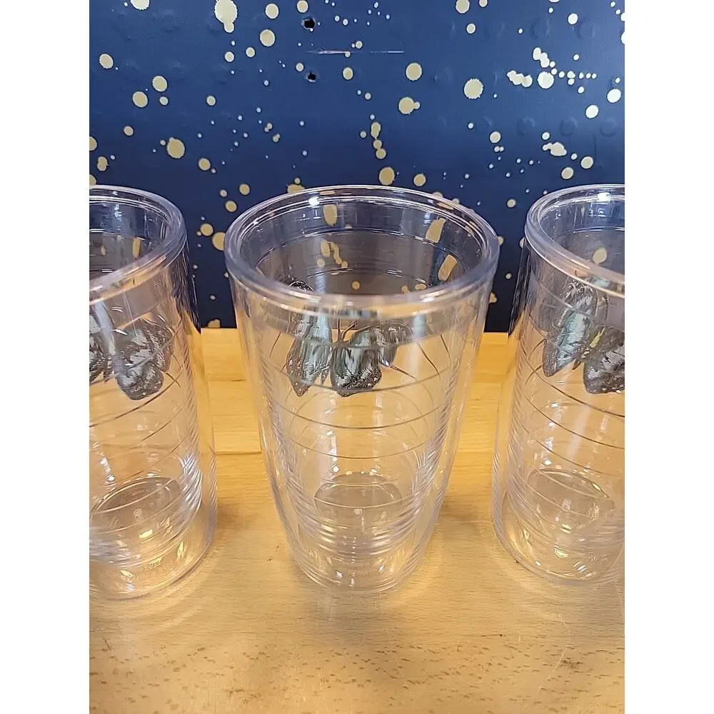 Tervis tumblers (Set of 4) Blue Butterfly 16 oz w/ lids and straws Insulated